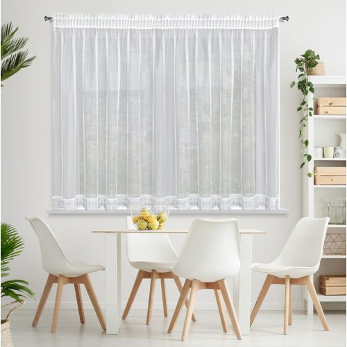 Sari mikrohálós függöny csipkével Fehér 400x145 cm (szélesség x magasság)