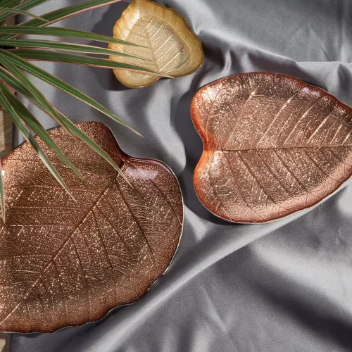 Emma1 dekoratív üveg tál Réz 24x21x2 cm