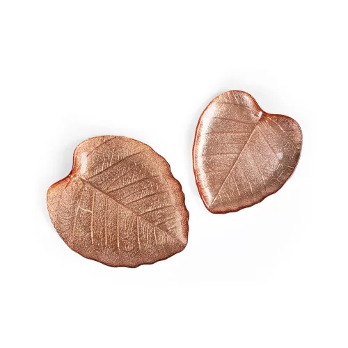 Emma1 dekoratív üveg tál Réz 28x25x2 cm