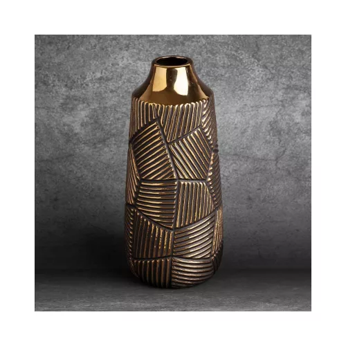 Emmi 05 kerámia váza Fekete/arany 13x13x30 cm