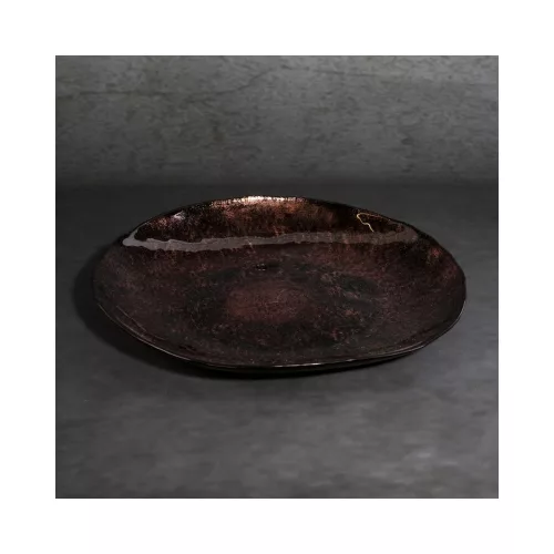 Pati dekoratív üveg tál Barna/fekete 20x20x2 cm