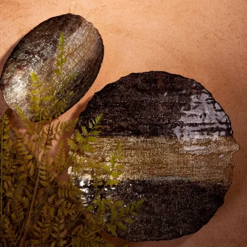 Demi üveg tál Barna/arany 39x39x8 cm