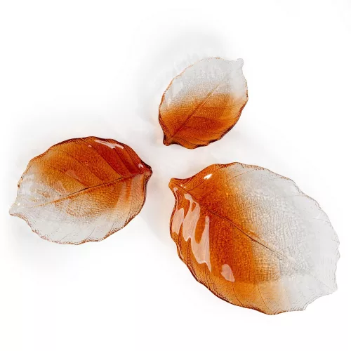 Sava dekoratív üveg tál Narancssárga/átlátszó 26x19x2 cm