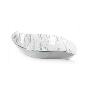   Sana csónak alakú tál márványos mintával Fehér/ezüst 36x19x6 cm
