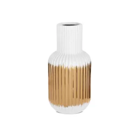 Mona 08 kerámia váza Fehér/arany 16x16x32 cm