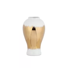 Tala 01 kerámia váza Fehér/arany 17x17x26 cm