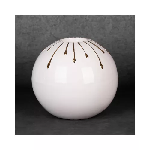 Luis 03 kerámia gyertyatartó Fehér/arany 15x15x13 cm