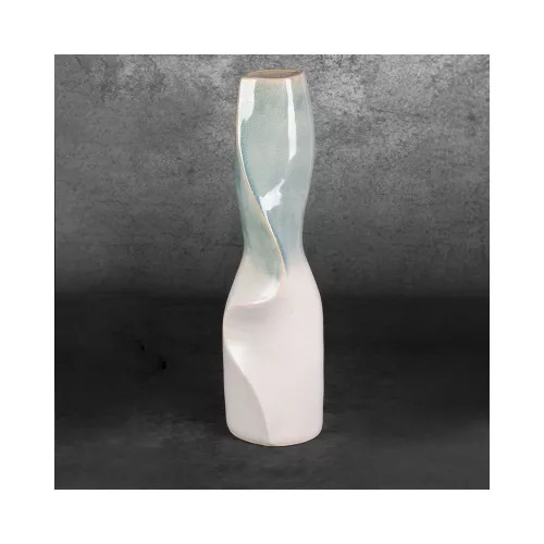Liana kerámia magas váza Krémszín/menta 16x16x62 cm