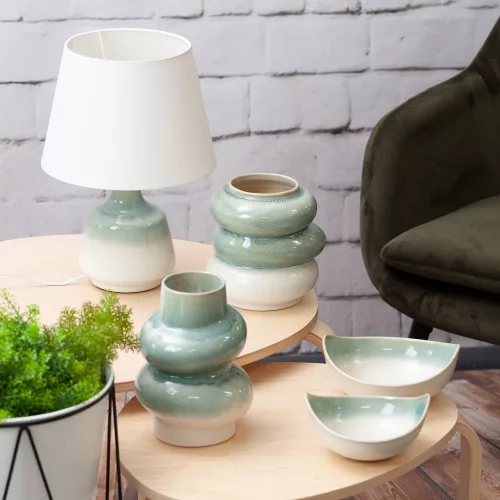 Liana kerámia váza Krémszín/menta 21x20x31 cm