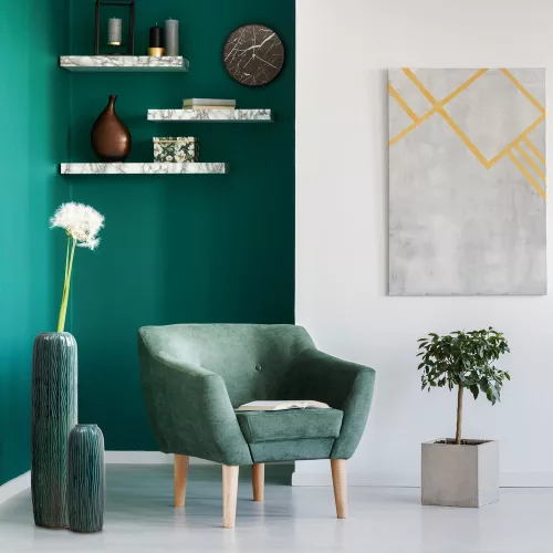 Rea kerámia váza Zöld/bézs 17x17x36 cm