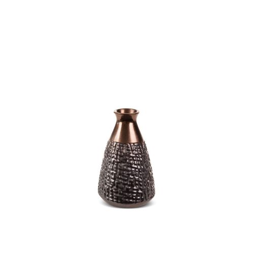 Morena kerámia váza Acélszürke/bronz 13x13x20 cm