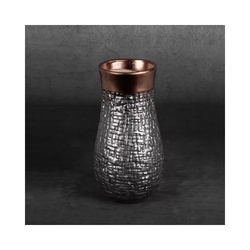 Morena kerámia váza Acélszürke/bronz 14x14x27 cm