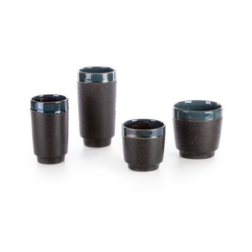 Hani kerámia váza Fekete/türkiz 13x13x25 cm