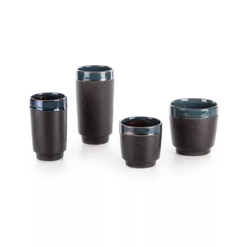 Hani fekete kerámia váza türkiz betéttel 12x12x20 cm