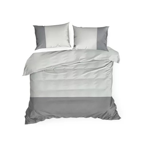Novad kétszínű pamut ágyneműhuzat Fehér/acélszürke 160x200 cm - 70x80 cm 2db