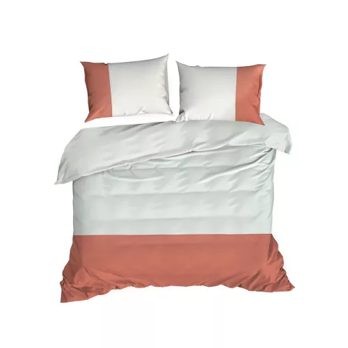 Novad kétszínű pamut ágyneműhuzat Fehér/téglavörös 220x200 cm - 70x80 cm 2db