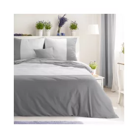   Novad kétszínű pamut ágyneműhuzat Fehér/acélszürke 220x200 cm - 70x80 cm 2db