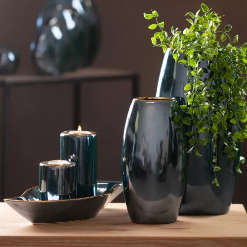 Amora2 kerámia váza Zöld 12x12x30 cm