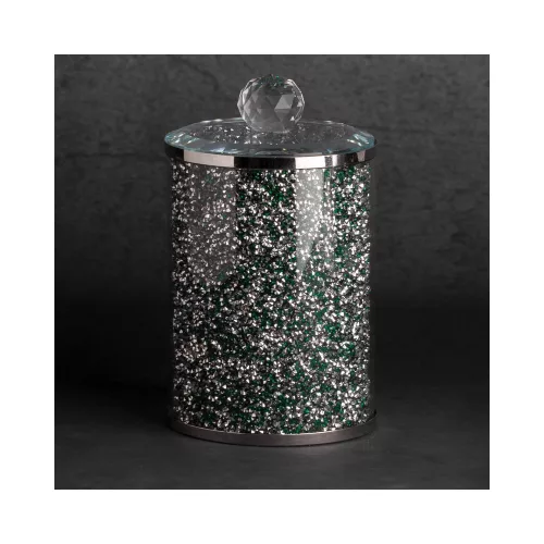 Ventosa 04 tárolóedény kristályokkal Zöld/ezüst 10x10x17 cm