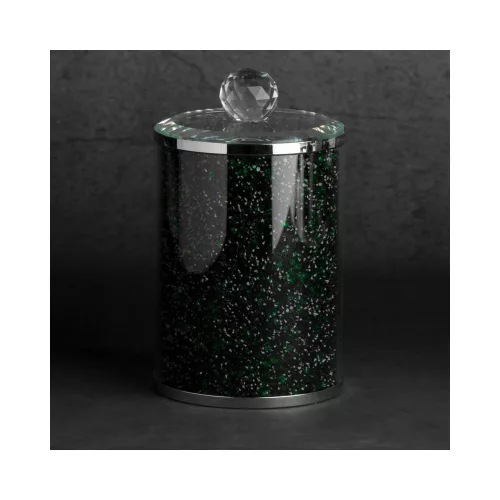 Ventosa 05 tárolóedény kristályokkal Zöld/fekete 10x10x17 cm