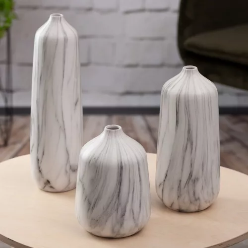 Mija kerámia váza Krémszín 17x17x23 cm