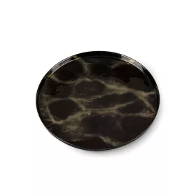 Ada dekoratív üveg tál Fekete/arany 33x2 cm