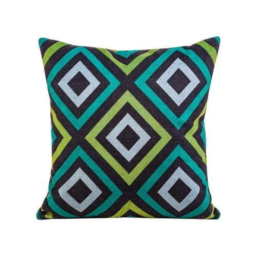 Rombo bársony párnahuzat Fekete/türkiz/zöld 45x45 cm