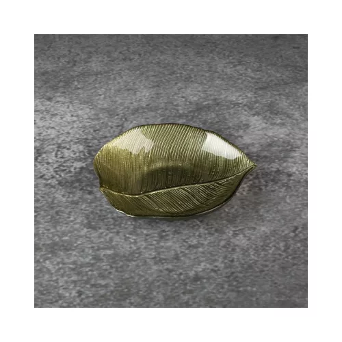 Erika üveg tál Zöld/arany 15x13x3 cm