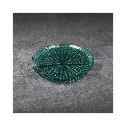 Mela dekoratív üveg tál Türkiz 19x3 cm