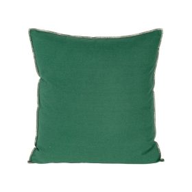   Egyszínű párnahuzat vászon szövetből arany szálú szegéllyel Sötétzöld 45x45 cm