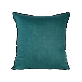   Egyszínű párnahuzat vászon szövetből fekete szegéllyel Türkiz 45x45 cm