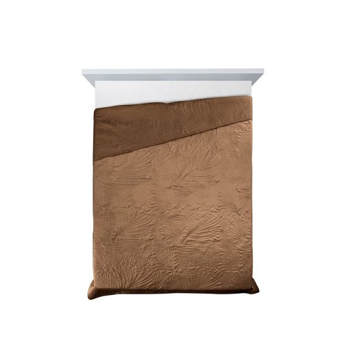 Luiz4 bársony ágytakaró pálmalevél mintával Téglavörös 170x210 cm