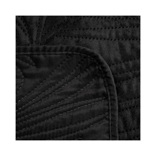 Luiz4 bársony ágytakaró pálmalevél mintával Fekete 170x210 cm