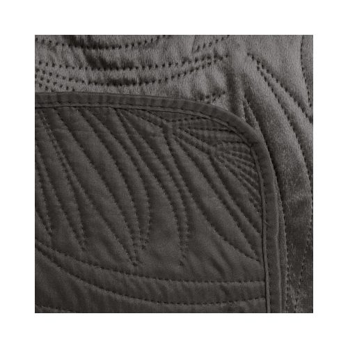 Luiz4 bársony ágytakaró pálmalevél mintával Grafit 170x210 cm