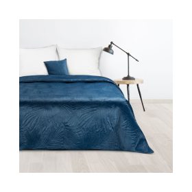   Luiz4 bársony ágytakaró pálmalevél mintával Gránátkék 170x210 cm
