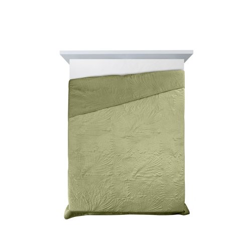 Luiz4 bársony ágytakaró pálmalevél mintával Világoszöld 220x240 cm