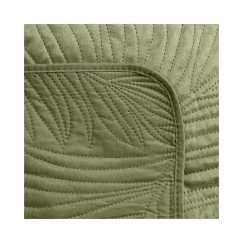 Luiz4 bársony ágytakaró pálmalevél mintával Világoszöld 220x240 cm