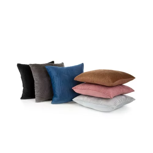 Luiz4 bársony párnahuzat pálmalevél mintával Grafit 40x40 cm