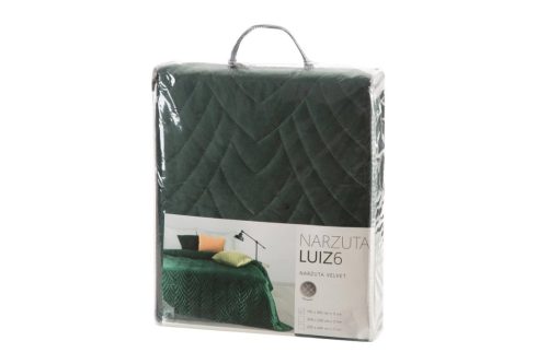 Luiz6 bársony ágytakaró fényes márvány hatású mintával Sötétzöld 220x240 cm