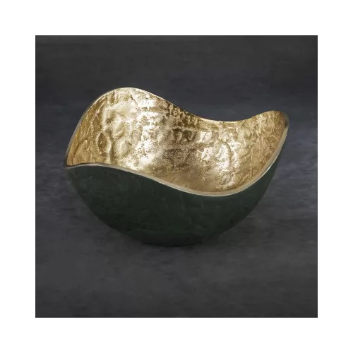 Pedro3 fém dísztál Sötétzöld/arany 25x25x13 cm