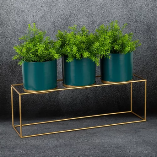 Donica virágtartó állvány Türkiz/arany 53x13x31 cm