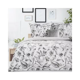   Ada01 pamut ágyneműhuzat virágmotívumokkal Acélszürke 220x200 cm - 70x80 cm 2db