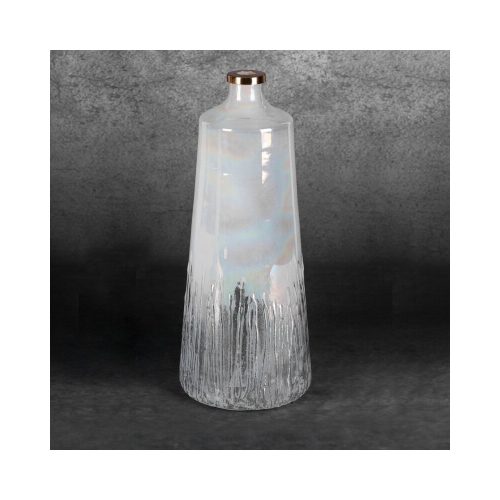 Aden üveg váza fém peremmel Krémszín/ezüst 19x19x43 cm