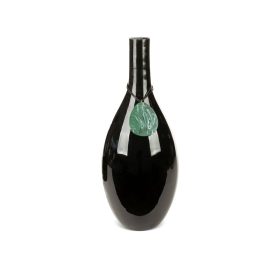   Capri üveg váza malachit medállal Fekete/zöld 18x18x48 cm