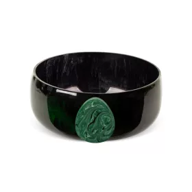 Capri üveg tál Fekete/zöld 25x26x10 cm