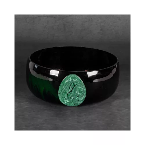 Capri üveg tál Fekete/zöld 25x26x10 cm