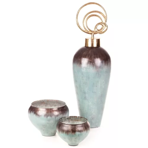 Abril üveg figura Türkiz/barna 25x25x75 cm