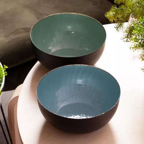 Dora fém dísztál Fekete/türkiz 20x20x9 cm