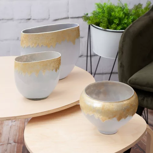 Iris üveg tál Fehér/arany 23x23x18 cm