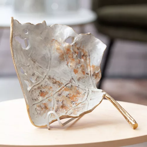 Donato dekoratív tál fémből Krémszín/arany 40x30x11 cm